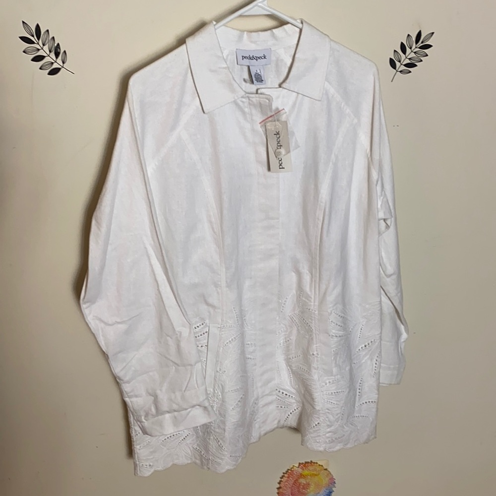 NWT Peck and peck White Linen Jacket